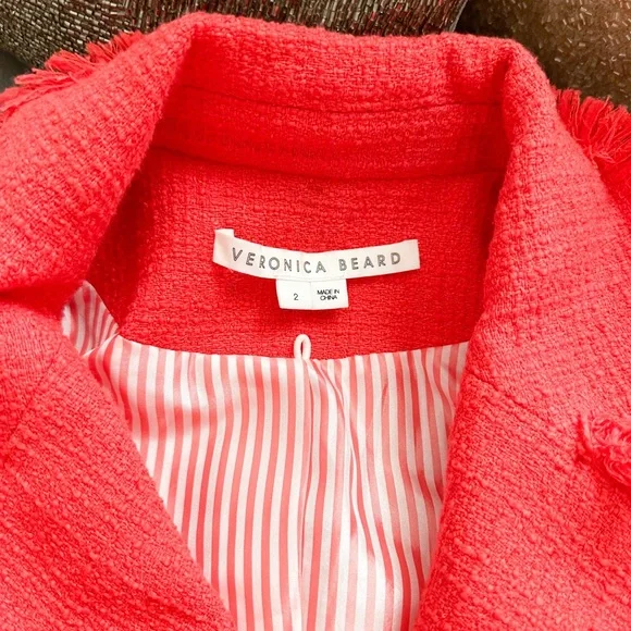 Veronica Beard Nayeli Dickey Red Tweed Button Jacket Blazer